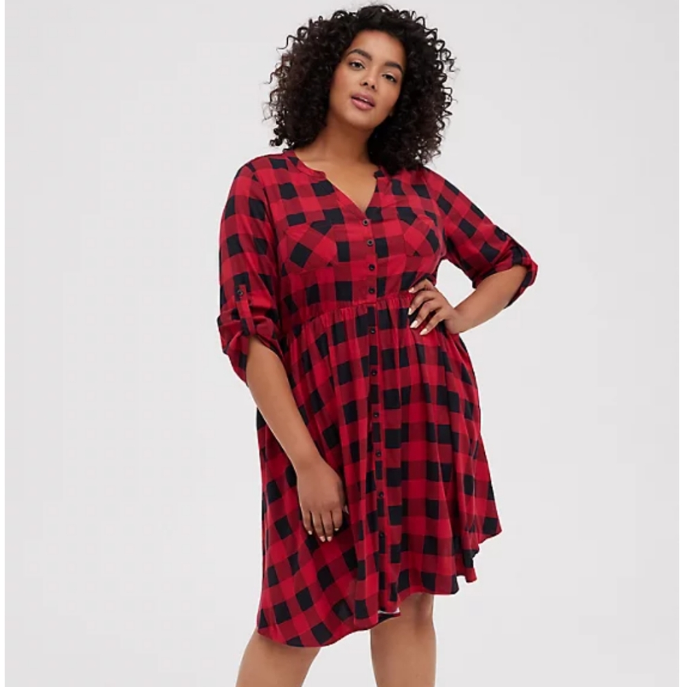 Torrid Plaid T Shirt Dress 2XL Excellent Condition